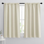 RYB HOME 54 inch Curtains for Living Room Bedroom, Rod Pocket | Thermal Insulated, Room Darkening, Temperature Balance, Shades for Studio Dorm Rental Room, W42 x L54, Beige, 2 Panels by RYBHOME