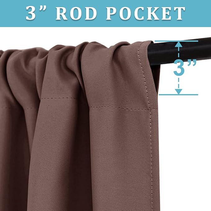 RYB HOME Cafe Blackout Curtains 24 inch Length for RV Camper Kitchen Window | Temperature Regulating,Light UV Blocking,Privacy Protection,Short Small Half Window Tiers,W42 x L24,Chocolate Brown,2 Panels - Image 2