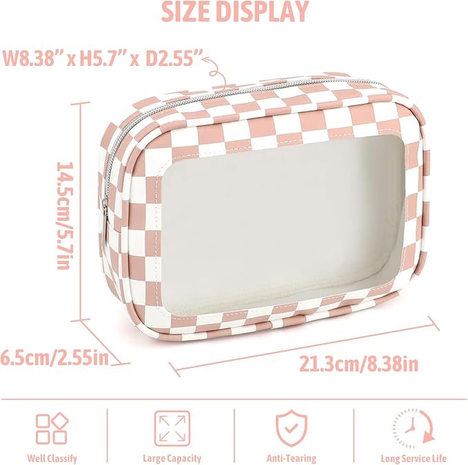 YOPCDJ 3PCS Clear Toiletry Bag, TSA Approved Travel Makeup Pouch with Zipper for Cosmetics and Toiletries, Diaper Bag Organizer Pouch Set, Women's Purse Organizer and Clear Car Bag - Image 2
