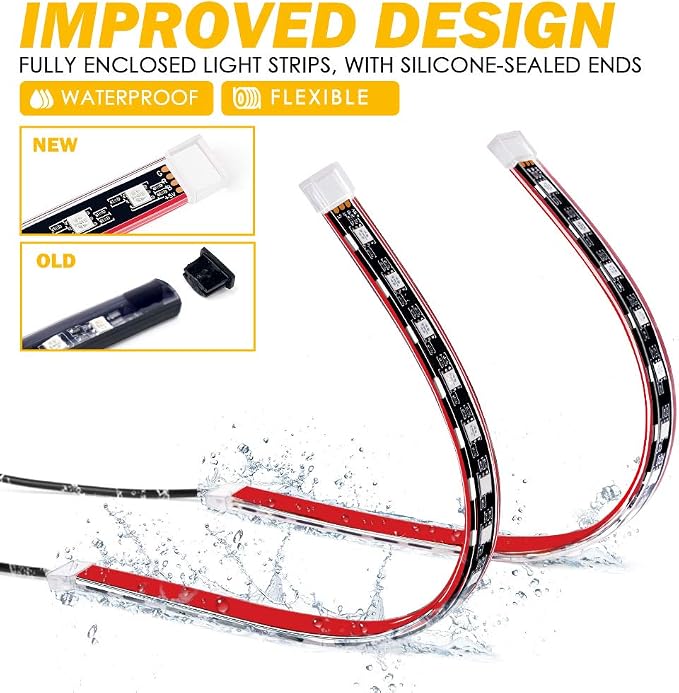 Xprite RGB LED Car Interior Bluetooth USB Light Strip, w/Wireless Remote and APP Control,4 PCS Under Dash Footwell Ambient Lights Kits, DIY Music Mode Universal for Vehicle Internal, SUV, Trucks - Image 3