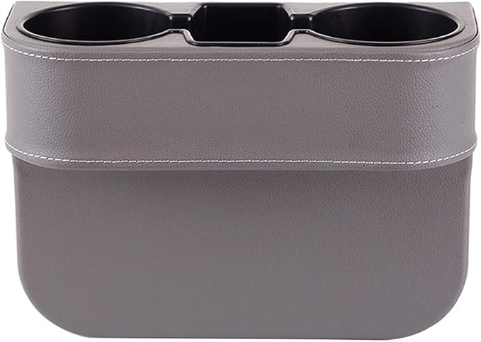 Cup Holder for Car, Car Seat Gap Organizer, PU Leather, XBD Gray | Console Side Pocket, Cup Drink Holders, Easy Install, Universal Fits, Car Coin Cellphone Holder, Auto Front Seat Cup Holder by IOKSCTER