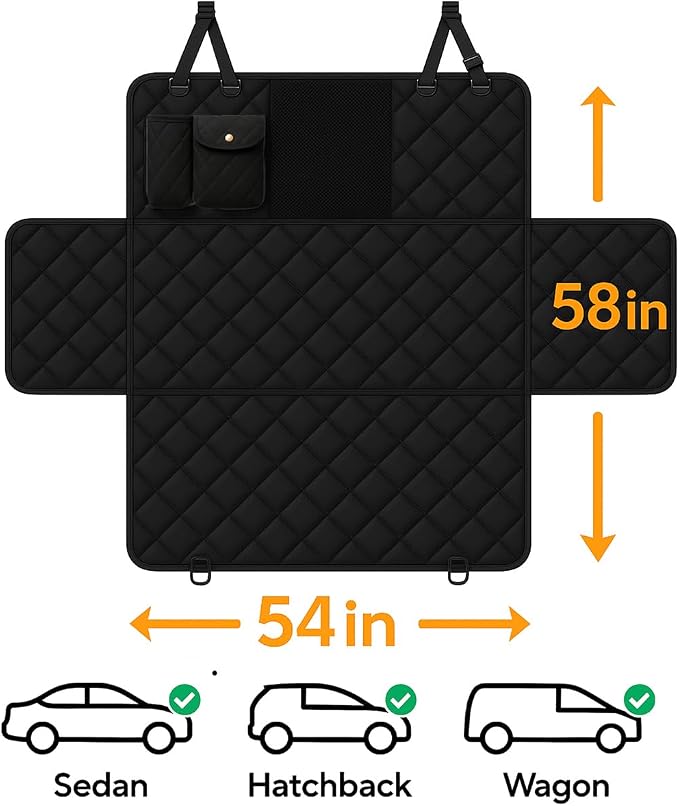 fidozen Dog Car Seat Cover, Waterproof Hammock with Pocket, Standard, Black | Waterproof, breathable hammock protects seats from fur, dirt & scratches; machine washable with storage pocket, standard fit. - Image 4