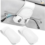 zipelo 2PCS Magnetic Leather Sun Visor Sunglasses Holders, White | one-hand access, soft contact surfaces, stores glasses and cards, lightweight compact form, car interior accessories by zipelo