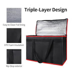 Bodaon Insulated Food Delivery Bag, XX-Large Reusable Grocery Shopping Bags, Picnic Cooler Bag Zipper/Zippered Top Cold, Black with Red Edge, 1-Pack | Reusable Grocery Shopping Bags, Picnic Cooler Bag, Zipper/Zippered Top Cold, Commercial Catering Pizz... - Image 5