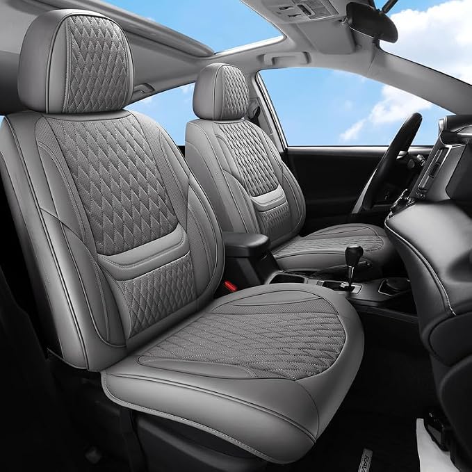 Front Seat Covers Custom Fit for Lexus ES300 1997-2003, Gray | Lumbar Support, Luxury Faux Leather, Breathable, Anti-Slip, Airbag Compatible, Waterproof, Car Seat Protectors, 1 Row 2 Seats by Unknown