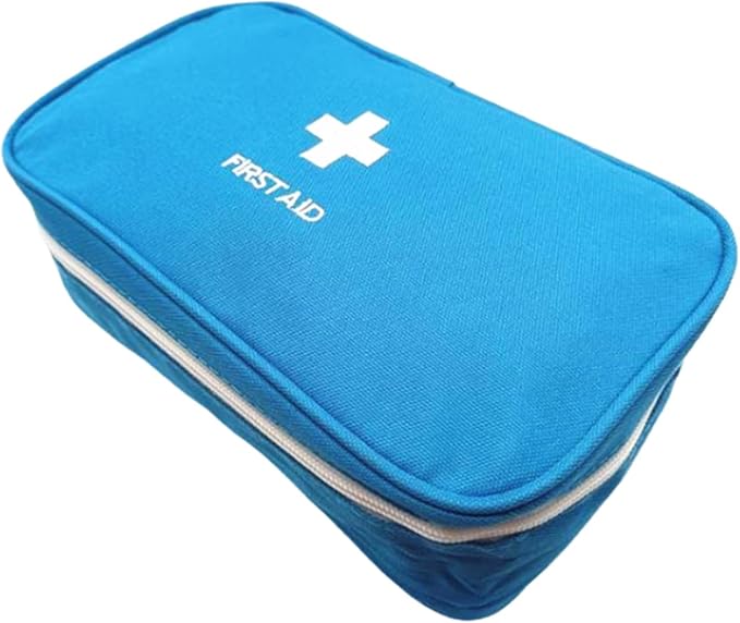 Red First Aid Bag Empty Travel Rescue Pouch First Responder Storage Medicine Emergency Bag for Car Home Office Kitchen Sport Outdoors (Blue with Handle) - Image 2