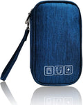 Electronic Organizer Bag Cable Organizer Travel Cord Organizer Case Pouch Portable Carrying Case for Charger Hard Drive Earphone USB SD Card (Navy) by DUMEALAGR
