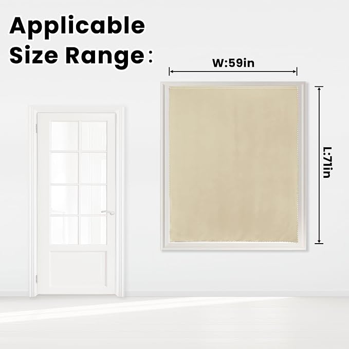 Self Adhesive Portable Blackout Curtains for Bedroom Easy to Install Window Thermal Lnsulated Kitchen Room Darkening Small Window Curtains, Cortinas Para Cuarto, 59"W X 71"L, Beige, 1 Panel - Image 7