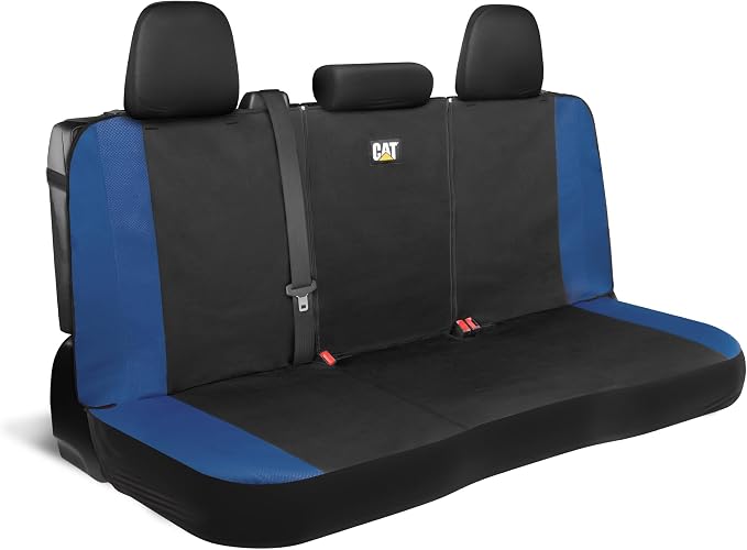 CAT Flexfit Blue Rear Seat Cover for Cars, SUVs & Mid-Size Pickup Trucks - Durable 60/40 Split Rear Bench Seat Protector, Back Seat Cover, Interior Auto Accessory, Not for Full-Size Pickup Trucks - Image 9