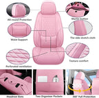 Front Seat Covers Custom Fit for Toyota RAV4 2001-2026, Pink | Lumbar Support, Luxury Faux Leather, Breathable, Anti-Slip, Airbag Compatible, Waterproof, Car Seat Protectors, 1 Row 2 Seats - Image 2