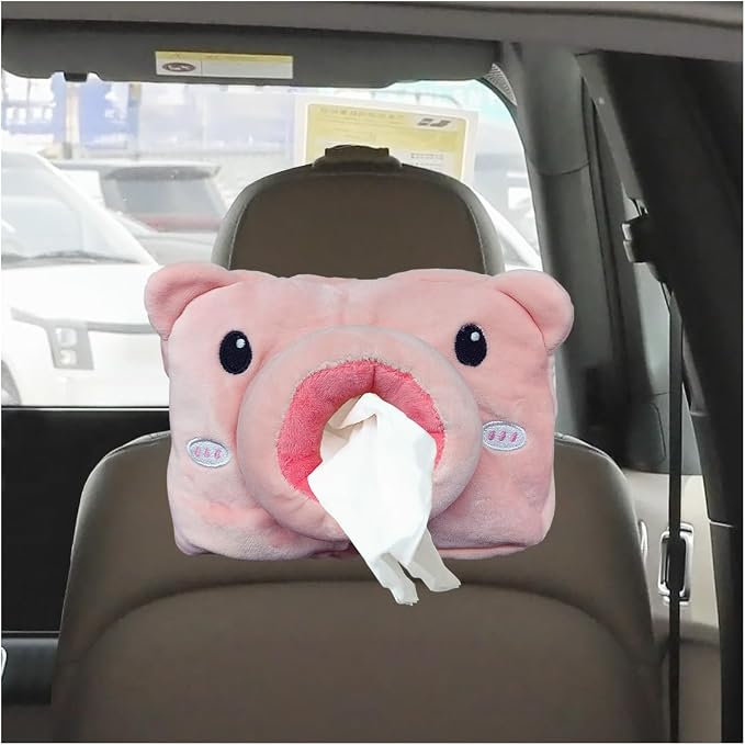 Cute Car Tissue Holder, Cartoon Auto Backseat Large Tissue Box, Car Paper Towel Holder Case, Universal Vehicle Napkin Organization Accessories Fit for Cars (Pig) by Unknown
