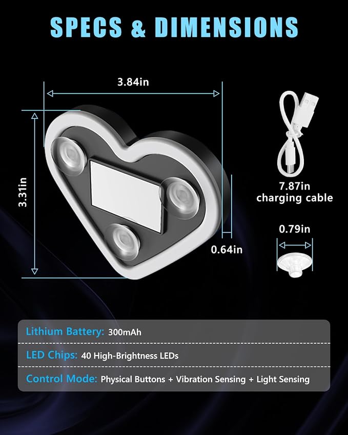 Car LED Ambient Light for Thanksgiving, Car Triangle Window Solar-Powered Heart Shaped Atmosphere Light with 5 Switchable Lighting Modes, Romantic Car Interior & Outdoor Decor (Ice Blue, 1pcs) - Image 7