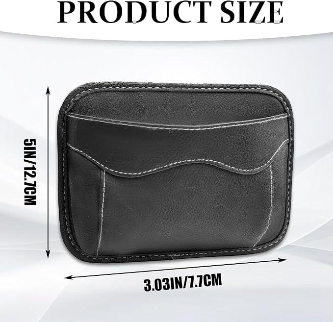 Car Side Pocket Organizer, Car Seat Side Storage Pocket, Pen Phone Holder Tray Pouch Vehicle Seat Gap Filler, PU Leather Car Seat Side Pocket Organizer for Auto Door Window Console (Black) - Image 2