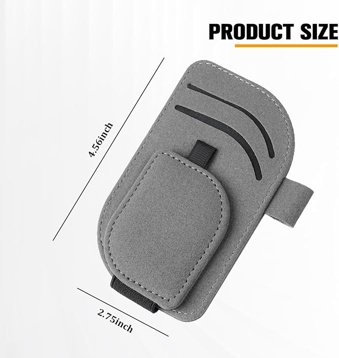 Car Sun Visor Organizer, Multi-Pocket Vehicle Sunglass Card Holder with Pen Slot, Automotive Interior Sunshade Glasses Storage Organizer, Universal Fit (Gray) - Image 2