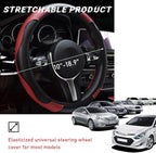 povtii Car Steering Wheel Cover, 15 Inch Leather Breathable Auto Steering Wheel Protector, Comfortable Non-Slip Vehicle Steering Wheel Covers, Universal Interior Car Accessories (Wine Red) - Image 2