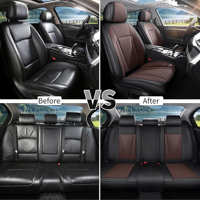Car Seat Covers Full Set Custom Fit For Kia Niro 2017-2026 ,Black&Brown | Premium Faux Leather, Waterproof, Anti-Slip, Airbag Compatible, Breathable, Car Seat Protectors, 2 Rows 5 Seats - Image 6
