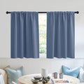 RYB HOME Short Blackout Privacy Curtains 30 inch Long for Bathroom Window | Thermal Insulated, Heat Blocking, Rod Pocket, Half Window Curtain Tiers for Nursery Bedroom, W42 x L30, Stone Blue, 2 Panels by RYBHOME