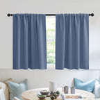 RYB HOME Short Blackout Privacy Curtains 30 inch Long for Bathroom Window | Thermal Insulated, Heat Blocking, Rod Pocket, Half Window Curtain Tiers for Nursery Bedroom, W42 x L30, Stone Blue, 2 Panels by RYBHOME