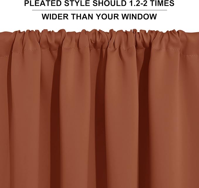 RYB HOME Cafe Blackout Curtains 24 inch Length, RV Camper Window Curtains | Short Small Half Window Tiers,Privacy,Thermal Insulated,Light UV Heat Blocking,Rod Pocket,W29 x L24,Burnt Orange,2 Panels - Image 8