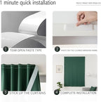 Blackout Curtains for Bedroom Stick On Curtains Window Shades Pull Down Blackout Window Cover No Drillng Self Adhesive Curtains No Rod Small Curtain, 35" W X 59" L, Dark Green, 1 Panel - Image 3