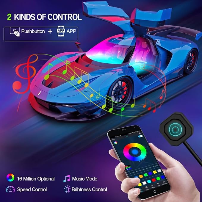 Dreamcolor Acrylic Interior Car Lights, WEBUPAR Car Accessories 6 in 1 Car LED Strip Lights with APP Control and 213 Modes, 175 inches 593 LEDs Fiber Optic Lights, RGB Neon Light Kits - Image 4