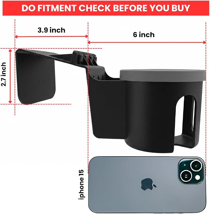 Car Door Cup Holder – Universal Window Cup-Holder with Phone Storage, Felt Protection Pad, No Rattle Fit for Large and Small Cups, Fits Any Car or Truck &18-2023 Tesla Model 3 Y Cup Holder - Image 6