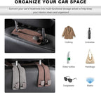 2 PCS Car Seat Headrest Hook, Suede Leather Back Seat Organizer Double Metal Hooks, Universal Headrest Hanger Convenient Vehicle Storage Hook for Purse Handbag Coats (Gray) - Image 6