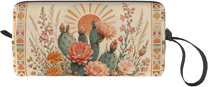 Cactus Small Makeup Bag, 600D Oxford Cosmetic Pouch for Women | Cactus Cosmetic Bag and Toiletry Pouch with Double-Sided Print and Foam Padding for Women, Travel, Gym, Weekend and Daily Use - Image 8