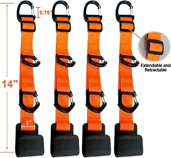 Car Headrest Hooks, Backseat Storage Organizer Hangers, Universal Vehicle Seat Back Hooks, 4 Pack (Orange) - Image 3