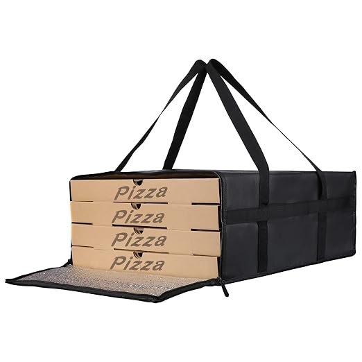 Bodaon Insulated Pizza Delivery Bag, 20" x 20" x 8" Warmer, Black, 1-Pack | Pizza Bags for Delivery Carry Hot, Insulated Food Delivery Bag, Grocery Shopping Bags, Commercial Catering Rideshare, Parties by Bodaon