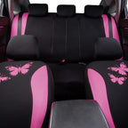 Flying Banner Butterfly car seat Covers ful Set Fashion Universal Lady Woman Female Rear Bench Split Colorized (Full Set, Pink) - Image 8