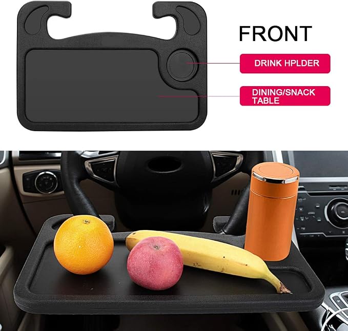 XINDELL Steering Wheel Tray - Food Tray for Eating & Laptop Holder Vehicle Travel Accessories, Front Seat Desk Car Organizer, Compatible with Honda, Jeep, Nissan, Ford, Truck & Van Interiors - Image 4