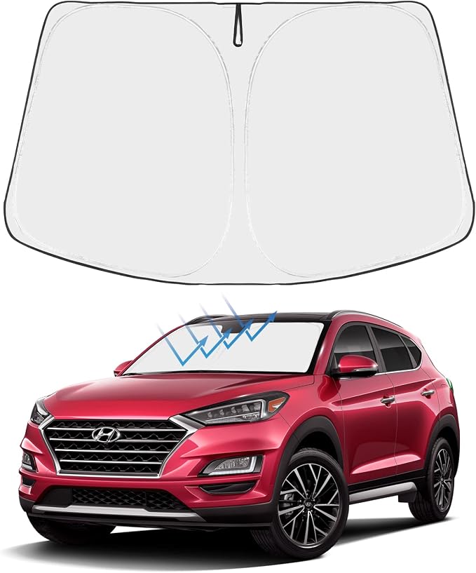 Proadsy Custom Fit Car Windshield Sun Shade for 2016-2021 Hyundai Tucson | 240T Heat Shield, Drops Temp 54°F, Blocks 99% UV, Prevents Dashboard Cracking, Summer Parking & Beach Trips, Easy Twist-Fold by Proadsy