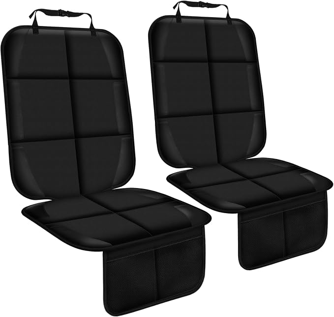 Car Seat Protector, Non-Slip Rubber Padded Backing Seat Protector for Child Seats, Waterproof Thickest Padding Car Seat Protector Under Baby Seat - No Imprint (Black-Ⅰ-2pcs) by Gowhalle