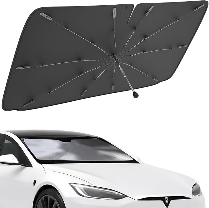 Car Windshield Sunshade Umbrella – Sun Shade for car Windshield Blocks UV Rays & Heat, Keeps Interior Cool, Foldable Sun Visor Cover with Universal Fit for Front Windows(56" L x 31" W) by Cocros