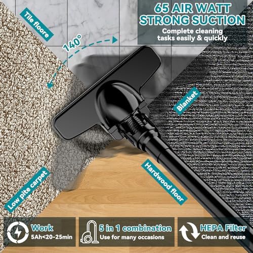 Cordless Vacuum for Makita Battery, 5 in 1 Handheld Electric Vacuum Cleaner with 500W Powerful Motor, 46 CFM Portable Hand Vacuum with Filtration HEPA for Floor, Carpet, Car (Battery Not Included) - Image 4