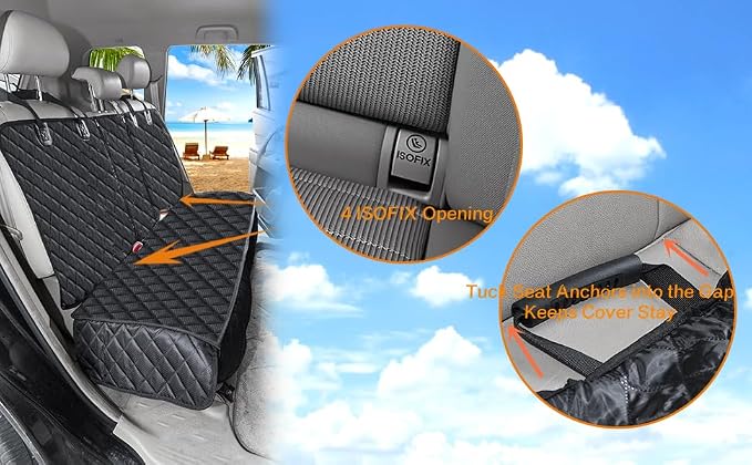 ANOSOSPECIAL Dog Car Seat Cover for Back Seat, Waterproof X Large Rear Seat Protector for Pet Auto SUV Truck (XL, Black) - Image 6