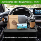 Car Steering Wheel Desk, Portable Car Tray, Durable Multi-Functional Travel Workstation with Cup Holder, Car Essentials Portable Laptop Tray & Eating Table for Most Vehicles Road Trip (Black) - Image 3