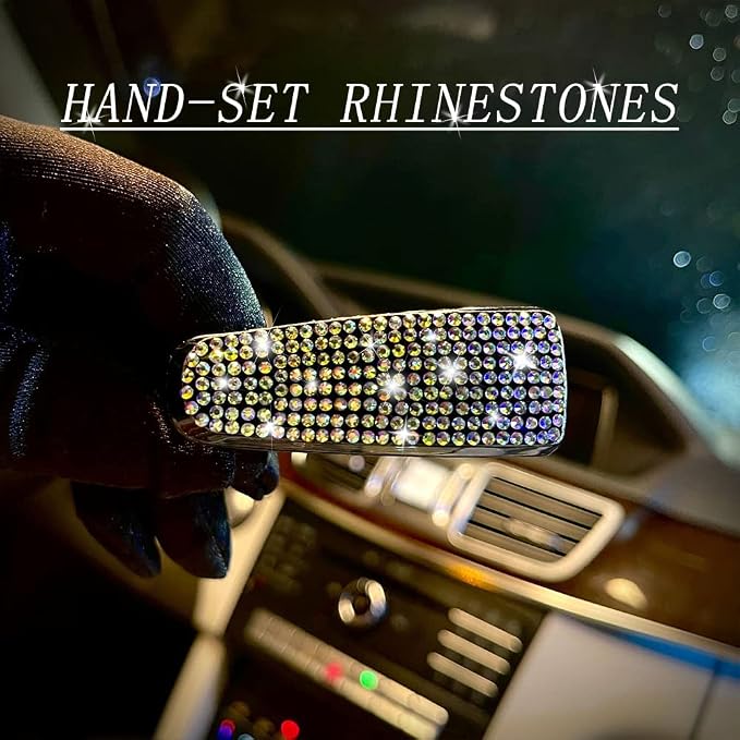 2PCS Bling Rhinestone Car Sun Visor Glasses Holders W/Anti-Scratch Sponge | Car Decoration for Women Girls,Ticket Card Clip Visor Organizer,Universal Rhinestone Auto Accessories - Image 5