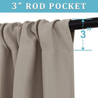 RYB HOME Short Blackout Curtains for Bedroom, Room Darkening, Rod Pocket | Thermal Insulated, Summer Heat Light UV Blocking, Triple-weave Fabric, Nursery Kitchen Bathroom, W42 x L48, Sand, 2 Panels - Image 2