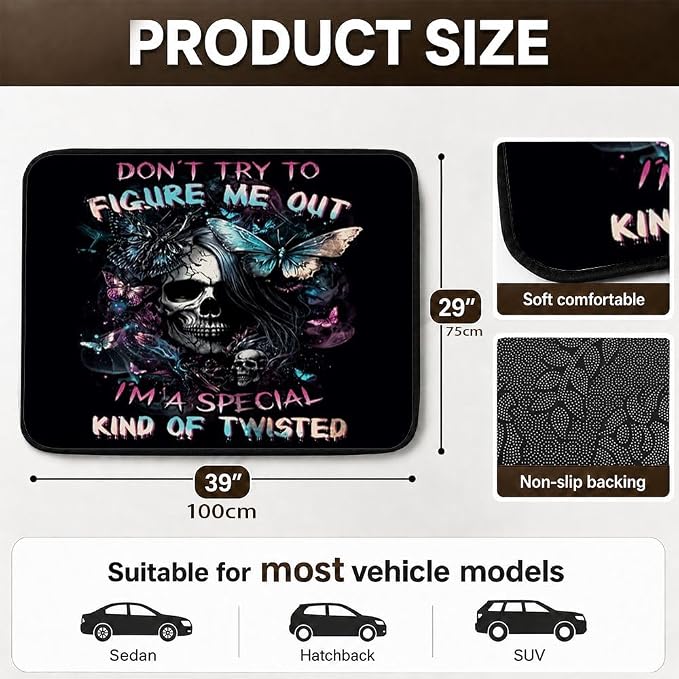 Car Trunk Mat for SUV, 29"x39" Halloween Gothic Skull Cargo Liner Protector | All Weather Universal Cargo Liners for Dogs, Car Accessory for SUVs/Sedan/Wagons, Durable Non-Slip Washable Rear Cargo Mat - Image 2