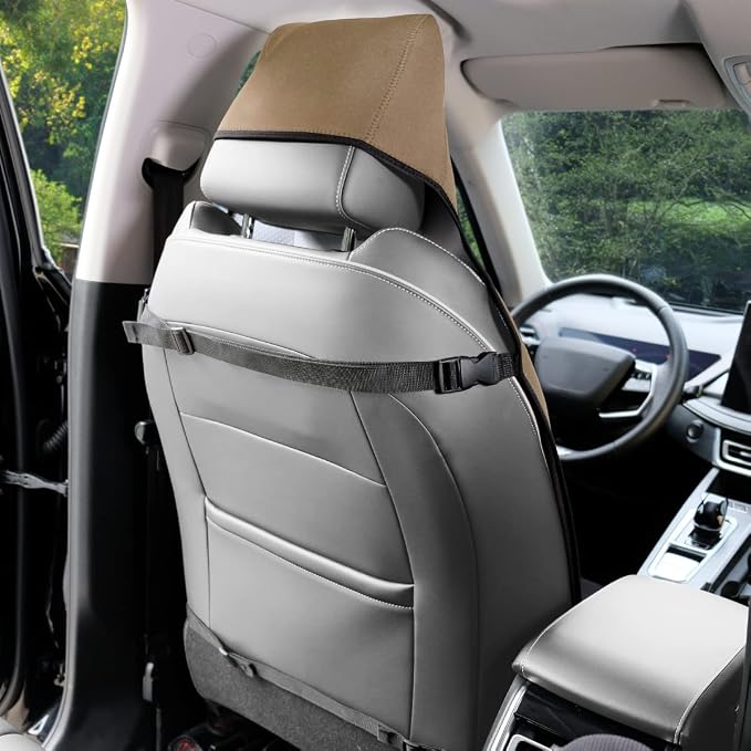 Neoprene Waterproof Car Seat Cover, Khaki 2pcs, Non-Slip | Car Seat Protector, Sweat-proof, Universal Fit SUV & Truck, Machine Washable, For Gym, Yoga, Pets, Workout, Beach, Swimming - Image 8