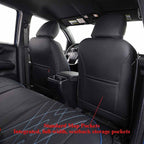 EKR Tacoma Seat Covers Custom Fit for Toyota Tacoma 2016 2017 2018 2019 2020 2021 2022 2023 Double Cab/Crew Cab -Truck Seat Covers for Car Full Set,Faux Leather (Black with Blue Trim) - Image 3