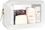 Clear Makeup Bag, White Travel Makeup Pouch Toiletry Bag for Women Waterproof Small Cosmetic Bag Case Small Make Up Bag with Zipper Car Organizer Car Essentials for Women Men by FFpaw