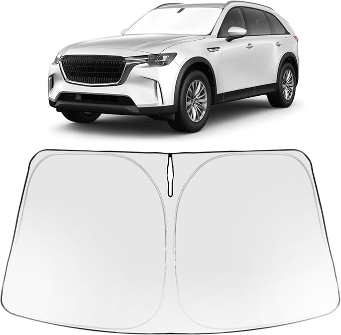 Proadsy Custom Fit 2024-2026 Mazda CX-90 Windshield Sun Shade, Blocks Heat | 240T Heat Shield, Drops Temp 54°F, Blocks 99% UV, Prevents Dashboard Cracking, Summer Parking & Beach Trips, Easy Twist-Fold by Proadsy