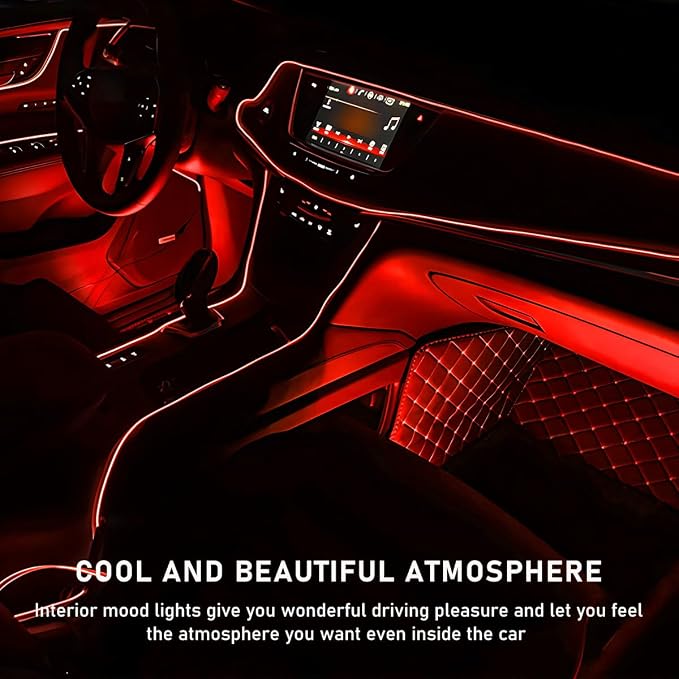 Ohleats Car LED Strip Light, 24 LED RGB Auto Interior Atmosphere Lights, Cigarette Lighter Under Dash Ambient Night Light, Interior Decorative Lamp Lighting Kit Car Accessories (Red) - Image 4