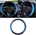 JOYCOURT 15 Inch Bling Soft Leather Car Steering Wheel Cover, Blue | Colorful Rhinestones Design, Auto Elastic Protector for Women Girls, Crystal Diamond Car Accessories for Most Cars, SUVs by JOYCOURT