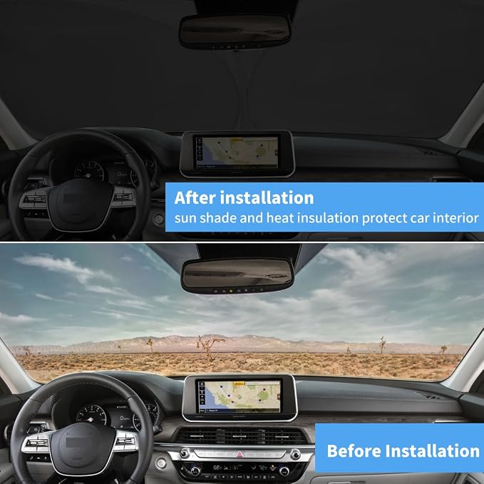 Windshield Sun Shade Car Accessories for Kia Telluride 2020-2025 | HOHUIGO Front Window Sunshade Custom Fit Kia Telluride Car Sun Visor windshield Sunshade UV Protector for Heat Shield Cover - Image 5