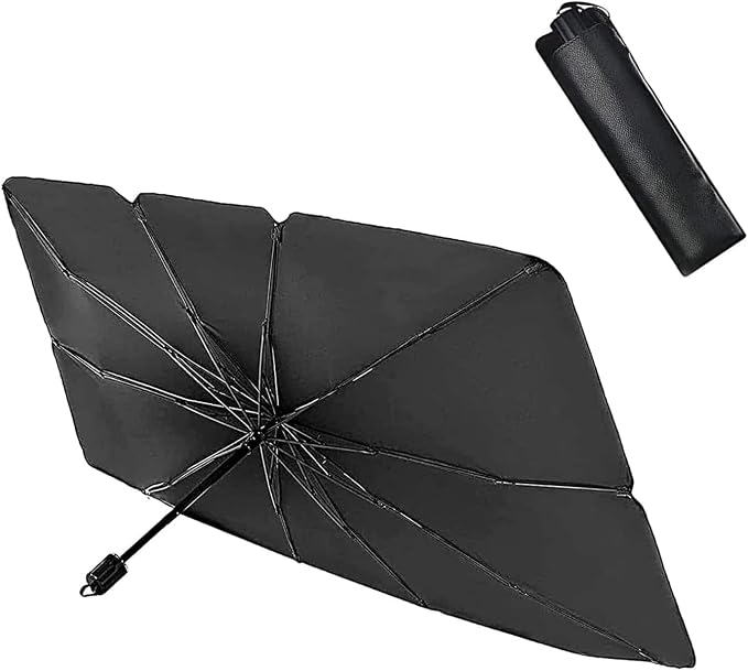Windshield Sun Shade, Sun-Proof and Heat Insulation Retractable Automatic Opening Parasol, Interior Anti-Aging Privacy Protection Cover, Universal Summer Accessories for Cars (Silver) by Unknown