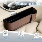 Car Seat Gap Filler Organizer with Cup Holder Expander, Leather Console Seam Filler Storage Box, Auto Front Seat Gap Organizer for Phones Keys Glasses, Universal Fit (Brown Passenger) - Image 4